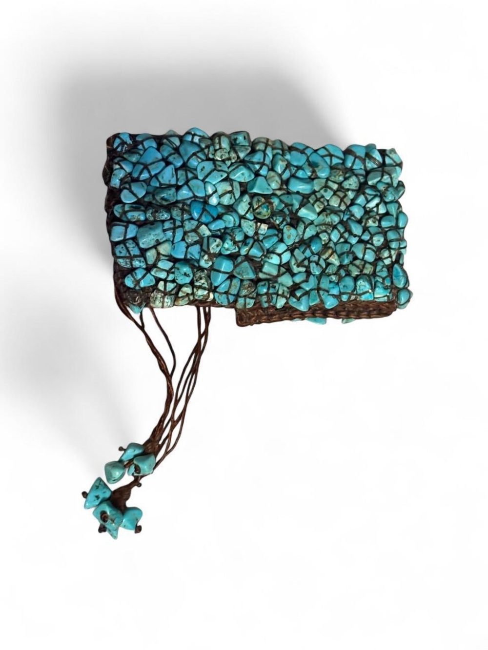 Turquoise stone bracelet with adjustable woven strap